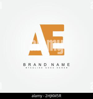 Initial Letter AE Logo - Minimal Business Logo for Alphabet A and E - Monogram Vector Logo Template for Business Name Initials Stock Vector