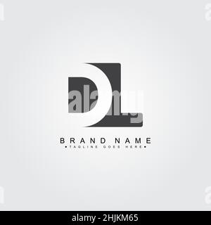 Minimal Business logo for Alphabet DL - Initial Letter D and L Logo - Monogram Vector Logo Template for Business Name Initials Stock Vector