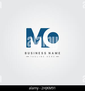 Initial Letter MO Logo - Minimal Business Logo for Alphabet M and O - Monogram Vector Logo Template for Business Name Initials Stock Vector