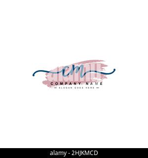 Initial Letter CM Logo - Hand Drawn Signature Style Logo - Minimal Vector Logo for Initials in handwriting style Stock Vector