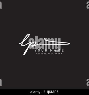 Initial Letter LP Logo - Hand Drawn Signature Logo - Minimal Vector Logo for Initials in handwriting style Stock Vector