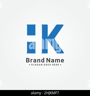 Simple Business Logo for Initial Letter HK - Alphabet Logo - Monogram Vector Logo Template for Business Name Initials Stock Vector