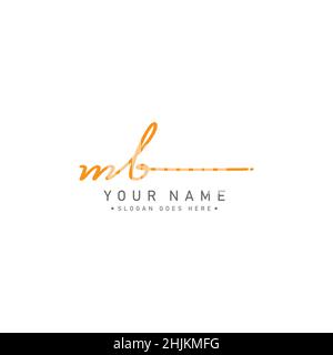 Initial Letter MB Logo - Handwritten Signature Logo - Minimal Vector Logo for Initials in handwriting style Stock Vector