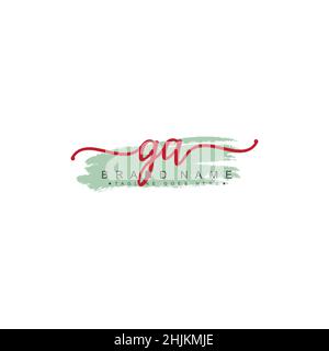 Initial Letter GA Logo - Handwritten Signature Style Logo - Minimal Vector Logo for Initials in handwriting style Stock Vector