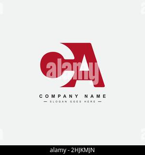 Initial Letter CA Logo - Minimal Business Logo for Alphabet C and A - Monogram Vector Logo Template for Business Name Initials Stock Vector