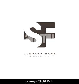 Initial Letter SF Logo - Minimal Business Logo for Alphabet S and F - Monogram Vector Logo Template for Business Name Initials Stock Vector