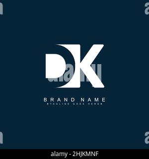 Initial Letter DK Logo - Simple Business Logo for Alphabet D and K - Monogram Vector Logo Template for Business Name Initials Stock Vector
