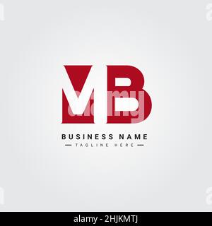 Initial Letter MB Logo - Minimal Business Logo for Alphabet M and B - Monogram Vector Logo Template for Business Name Initials Stock Vector