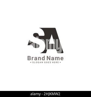 Initial Letter SA Logo - Simple Business Logo for Alphabet S and A - Monogram Vector Logo Template for Business Name Initials Stock Vector