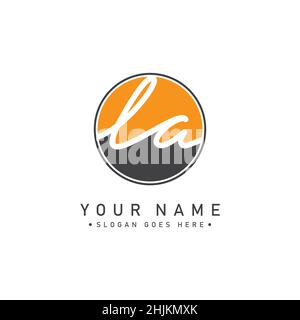 Initial Letter LA Logo - Handwritten Signature Style Logo - Minimal Vector Logo for Initials in handwriting style Stock Vector