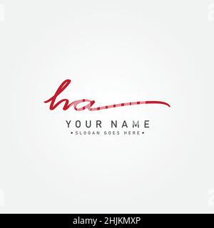 Initial Letter HA Logo - Handwritten Signature Logo - Minimal Vector Logo for Initials in handwriting style Stock Vector