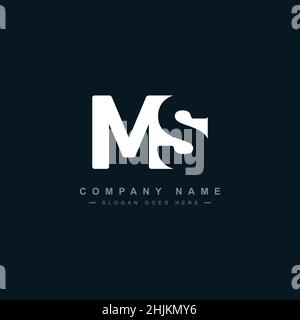 Initial Letter MS Logo - Minimal Business Logo for Alphabet M and S - Monogram Vector Logo Template for Business Name Initials Stock Vector