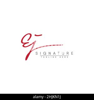 Initial Letter EJ Logo - Handwritten Signature Logo - Minimal Vector Logo for Initials in handwriting style Stock Vector