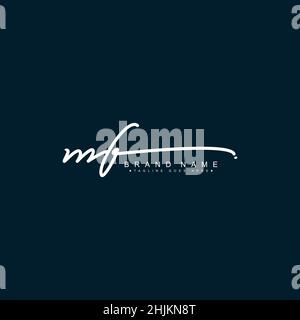 Initial Letter MF Logo - Handwritten Signature Style Logo - Minimal Vector Logo for Initials in handwriting style Stock Vector