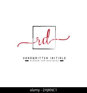 Initial Letter RD Logo - Handwritten Signature Style Logo - Minimal Vector Logo for Initials in handwriting style Stock Vector