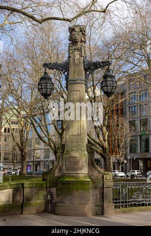 Beautifully decorated lamp post in Kölnigsallee district in Düsseldorf Stock Photo