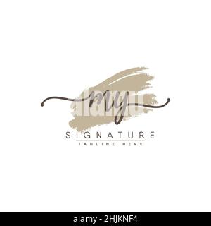 Initial Letter MY Logo - Hand Drawn Signature Logo - Minimal Vector Logo for Initials in handwriting style Stock Vector