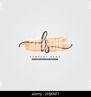 Initial Letter LS Logo - Handwritten Signature Style Logo - Minimal Vector Logo for Initials in handwriting style Stock Vector