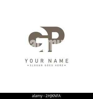 Initial Letter GP Logo - Simple Business Logo for Alphabet G and P - Monogram Vector Logo Template for Business Name Initials Stock Vector