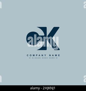 Simple Business Logo for Initial Letter CK - Alphabet Logo - Monogram Vector Logo Template for Business Name Initials Stock Vector
