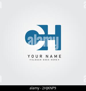 Initial Letter CH Logo - Minimal Business Logo for Alphabet C and H - Monogram Vector Logo Template for Business Name Initials Stock Vector