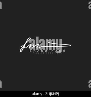 Initial Letter FM Logo - Hand Drawn Signature Style Logo - Minimal ...