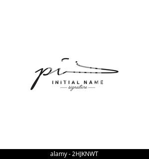 Initial Letter PI Logo - Hand Drawn Signature Style Logo - Minimal Vector Logo for Initials in handwriting style Stock Vector