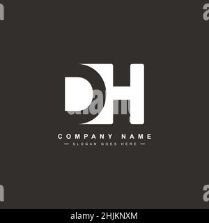 Initial Letter DH Logo - Simple Business Logo for Alphabet D and H - Monogram Vector Logo Template for Business Name Initials Stock Vector