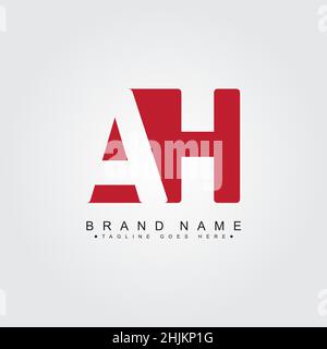Initial Letter AH Logo - Minimal Business Logo for Alphabet A and H- Monogram Vector Logo Template for Business Name Initials Stock Vector