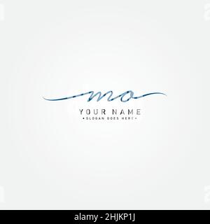 Initial Letter MO Logo - Handwritten Signature Style Logo - Minimal Vector Logo for Initials in handwriting style Stock Vector