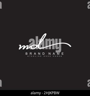 Initial Letter MD Logo - Handwritten Signature Logo - Minimal Vector Logo for Initials in handwriting style Stock Vector