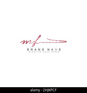 Initial Letter MF Logo - Hand Drawn Signature Style Logo - Minimal Vector Logo for Initials in handwriting style Stock Vector