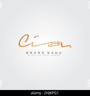 Initial Letter CI Logo - Hand Drawn Signature Style Logo - Minimal Vector Logo for Initials in handwriting style Stock Vector