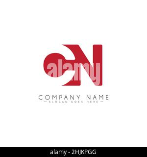 Initial Letter CN Logo - Minimal Business Logo for Alphabet C and N - Monogram Vector Logo Template for Business Name Initials Stock Vector