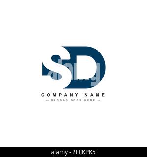 Initial Letter SD Logo - Simple Business Logo for Alphabet S and D - Monogram Vector Logo Template for Business Name Initials Stock Vector