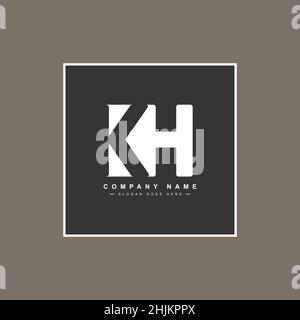 Simple Business Logo for Initial Letter KH - Alphabet Logo - Monogram Vector Logo Template for Business Name Initials Stock Vector