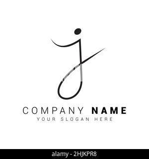 J Letter Signature Logo - J letter Initial Logo - Logo for Company Name Starts with Letter J - Simple Signature Logo in Handwritten style Stock Vector
