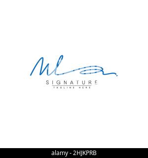 Initial Letter ML Logo - Hand Drawn Signature Style Logo - Minimal Vector Logo for Initials in handwriting style Stock Vector