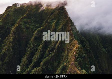 Aerial view of Oahu, Hawaii Stock Photo