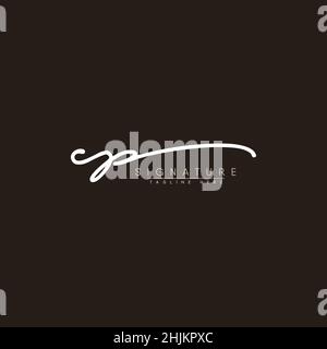 Initial Letter CP Logo - Hand Drawn Signature Logo - Minimal Vector Logo for Initials in handwriting style Stock Vector
