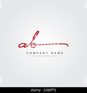 Initial Letter AB Logo - Handwritten Signature Style Logo - Minimal Vector Logo for Initials in handwriting style Stock Vector
