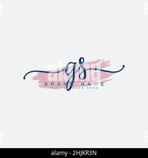 Initial Letter GS Logo - Hand Drawn Signature Style Logo - Minimal Vector Logo for Initials in handwriting style Stock Vector