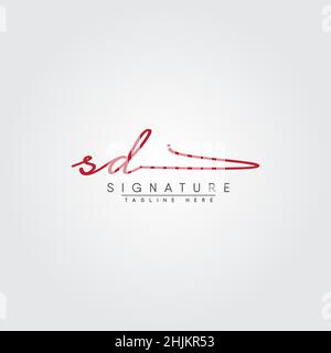 Initial Letter SD Logo - Hand Drawn Signature Style Logo - Signature ...