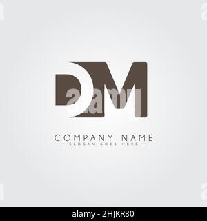 Initial Letter DM Logo - Simple Business Logo for Alphabet D and M - Monogram Vector Logo Template for Business Name Initials Stock Vector