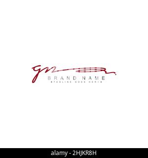 Initial Letter GN Logo - Handwritten Signature Style Logo - Minimal Vector Logo for Initials in handwriting style Stock Vector