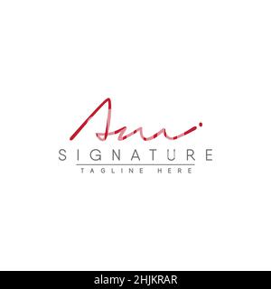Initial Letter AM Logo - Hand Drawn Signature Style Logo - Minimal Vector Logo for Initials in handwriting style Stock Vector