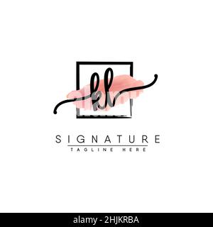 Initial Letter KL Logo - Hand Drawn Signature Style Logo - Minimal Vector Logo for Initials in handwriting style Stock Vector