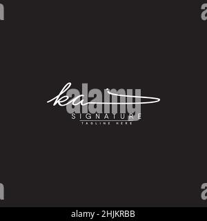 Initial Letter KA Logo - Handwritten Signature Logo - Minimal Vector Logo for Initials in handwriting style Stock Vector