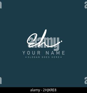 Initial Letter EH Logo - Hand Drawn Signature Style Logo - Minimal Vector Logo for Initials in handwriting style Stock Vector