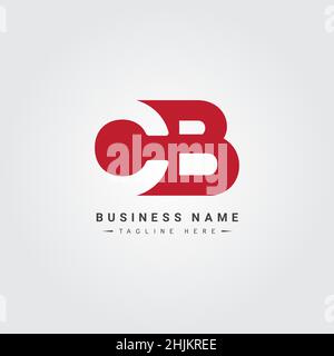 Initial Letter CB Logo - Simple Business Logo for Alphabet C and B - Monogram Vector Logo Template for Business Name Initials Stock Vector
